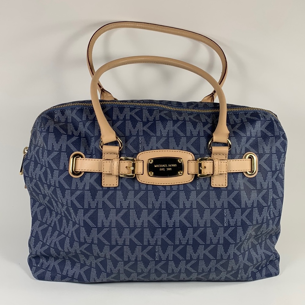 Michael Kors Monogram “Hamilton” Weekender Bag, Royal Blue